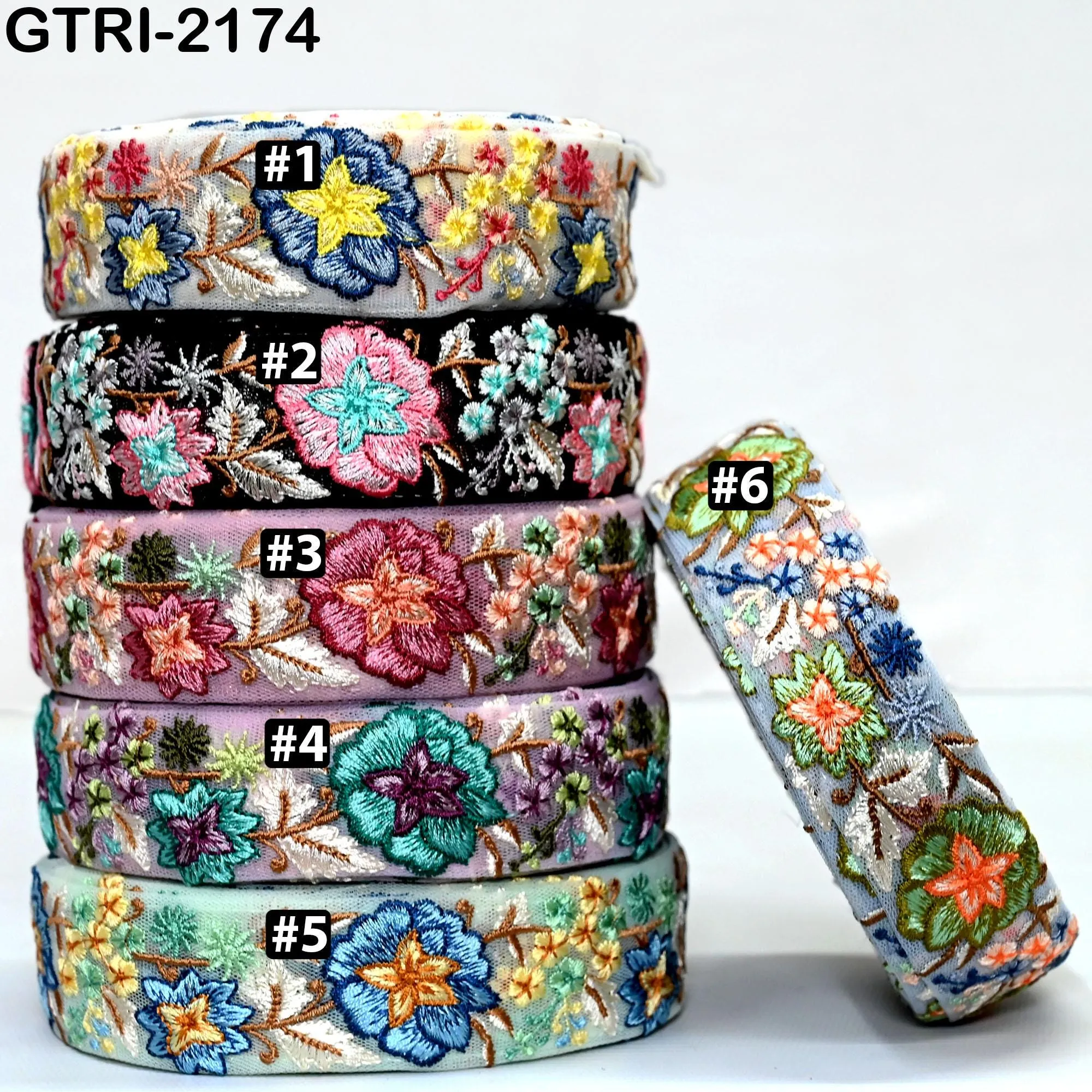 9 Yard 35mm Embroidery Trim Ribbon Tapes | Embroidered Fabric Sari Border | Gift Wrapping Lace Embellishment DIY Sewing Crafting Dog Collars