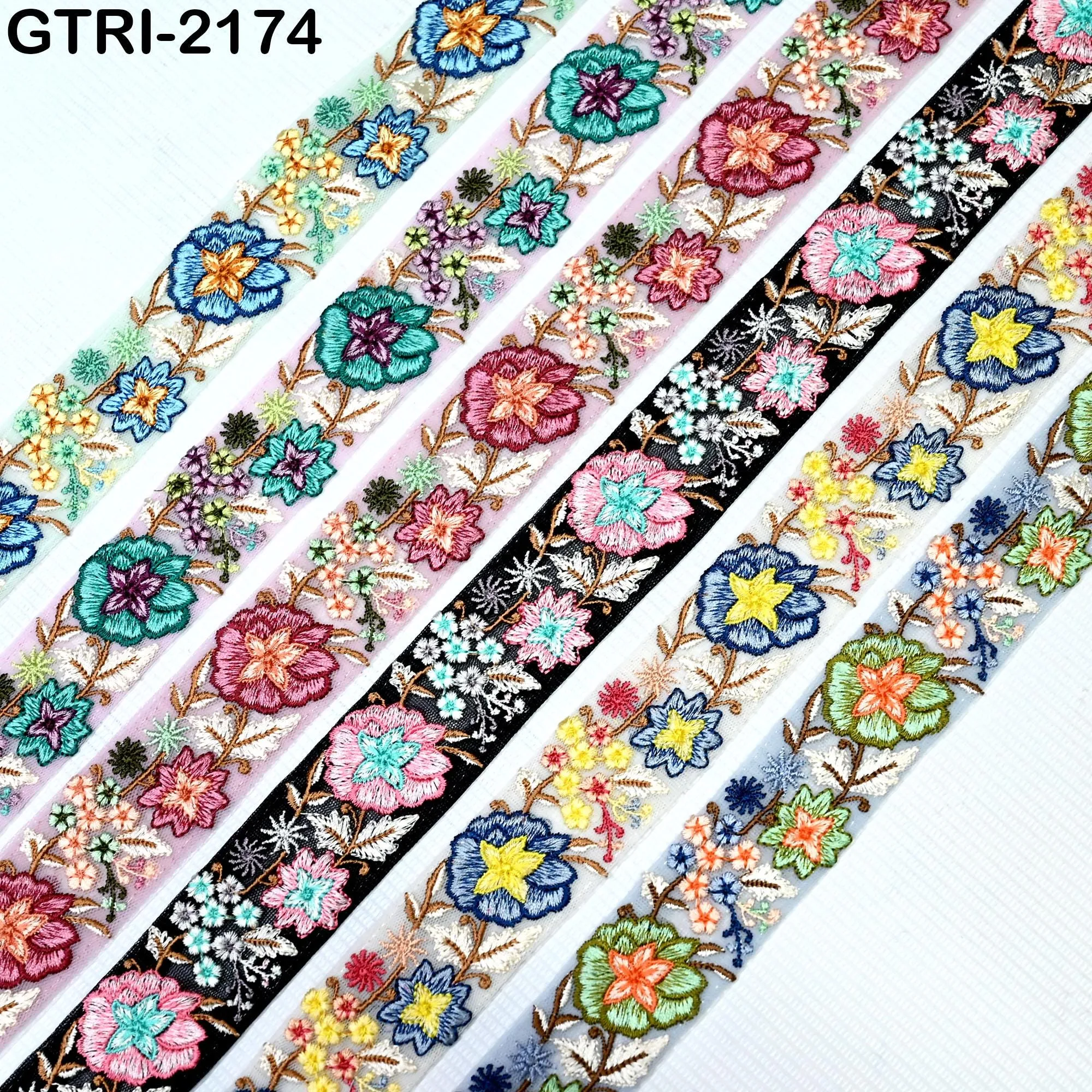 9 Yard 35mm Embroidery Trim Ribbon Tapes | Embroidered Fabric Sari Border | Gift Wrapping Lace Embellishment DIY Sewing Crafting Dog Collars