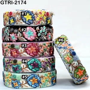 9 Yard 35mm Embroidery Trim Ribbon Tapes | Embroidered Fabric Sari Border | Gift Wrapping Lace Embellishment DIY Sewing Crafting Dog Collars