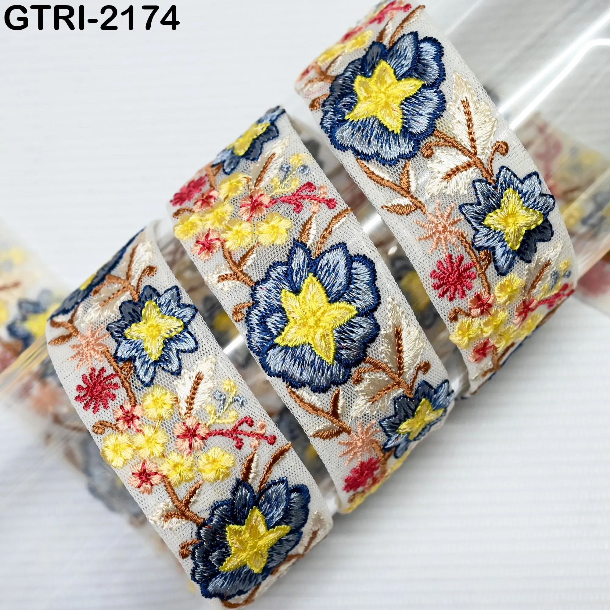 9 Yard 35mm Embroidery Trim Ribbon Tapes | Embroidered Fabric Sari Border | Gift Wrapping Lace Embellishment DIY Sewing Crafting Dog Collars