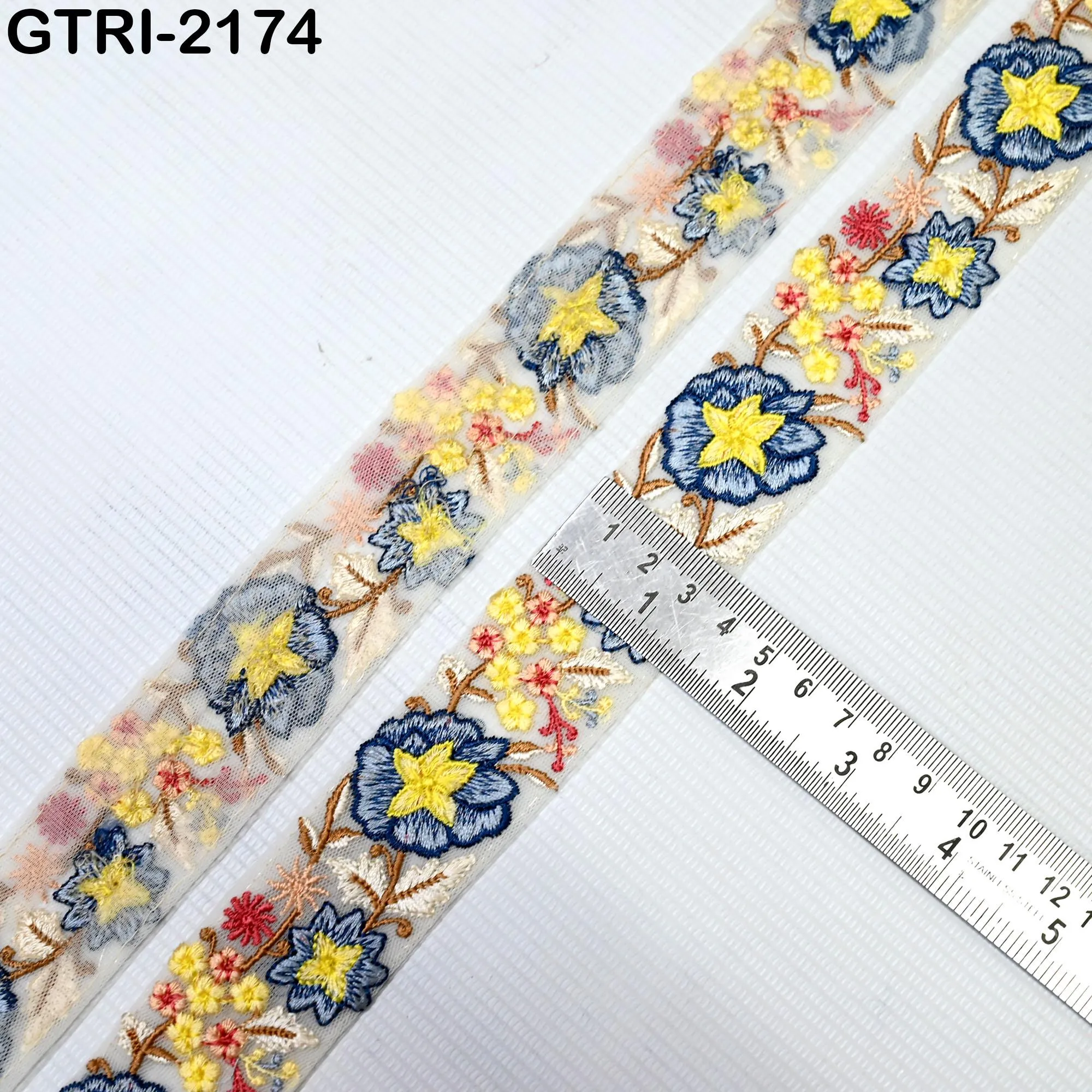 9 Yard 35mm Embroidery Trim Ribbon Tapes | Embroidered Fabric Sari Border | Gift Wrapping Lace Embellishment DIY Sewing Crafting Dog Collars