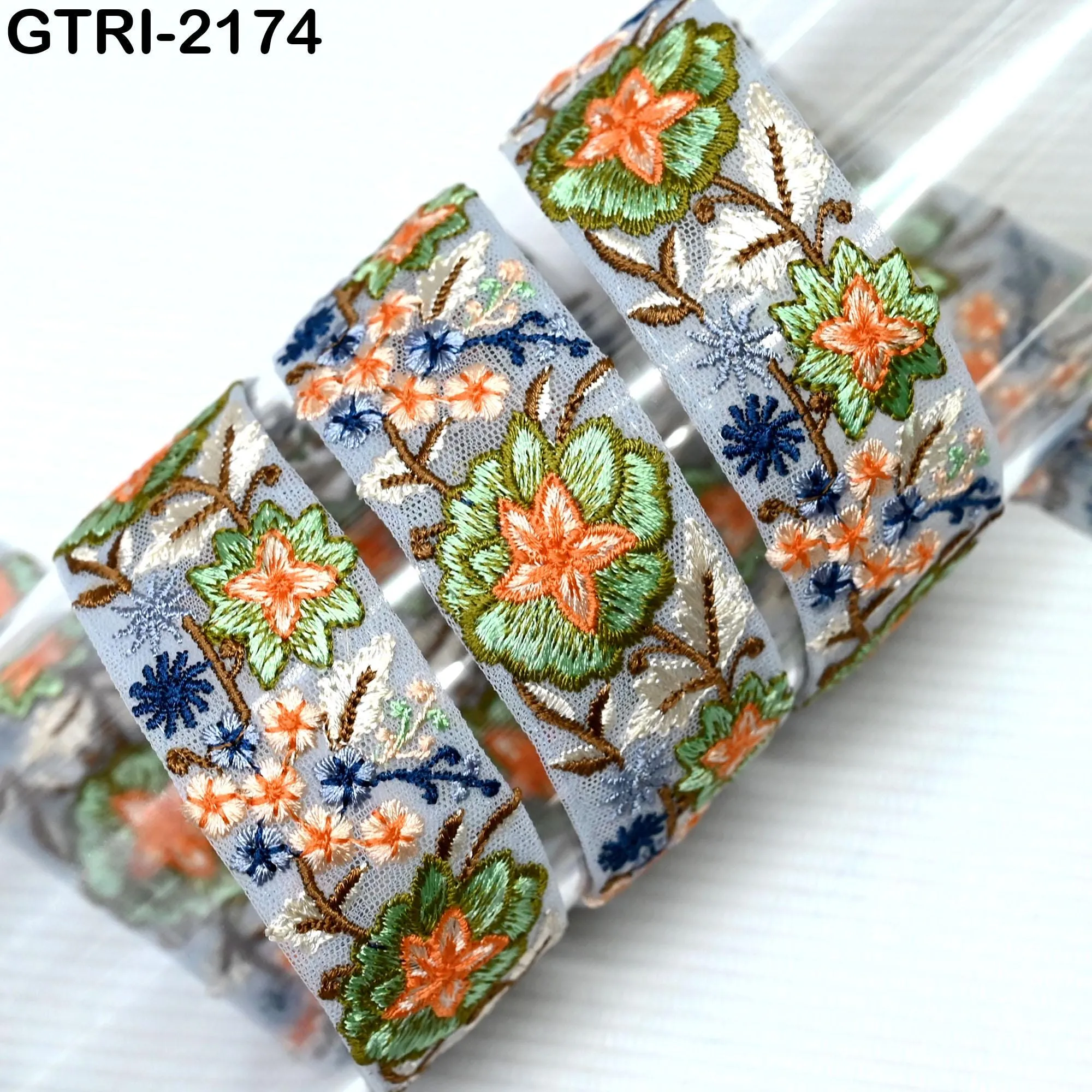 9 Yard 35mm Embroidery Trim Ribbon Tapes | Embroidered Fabric Sari Border | Gift Wrapping Lace Embellishment DIY Sewing Crafting Dog Collars