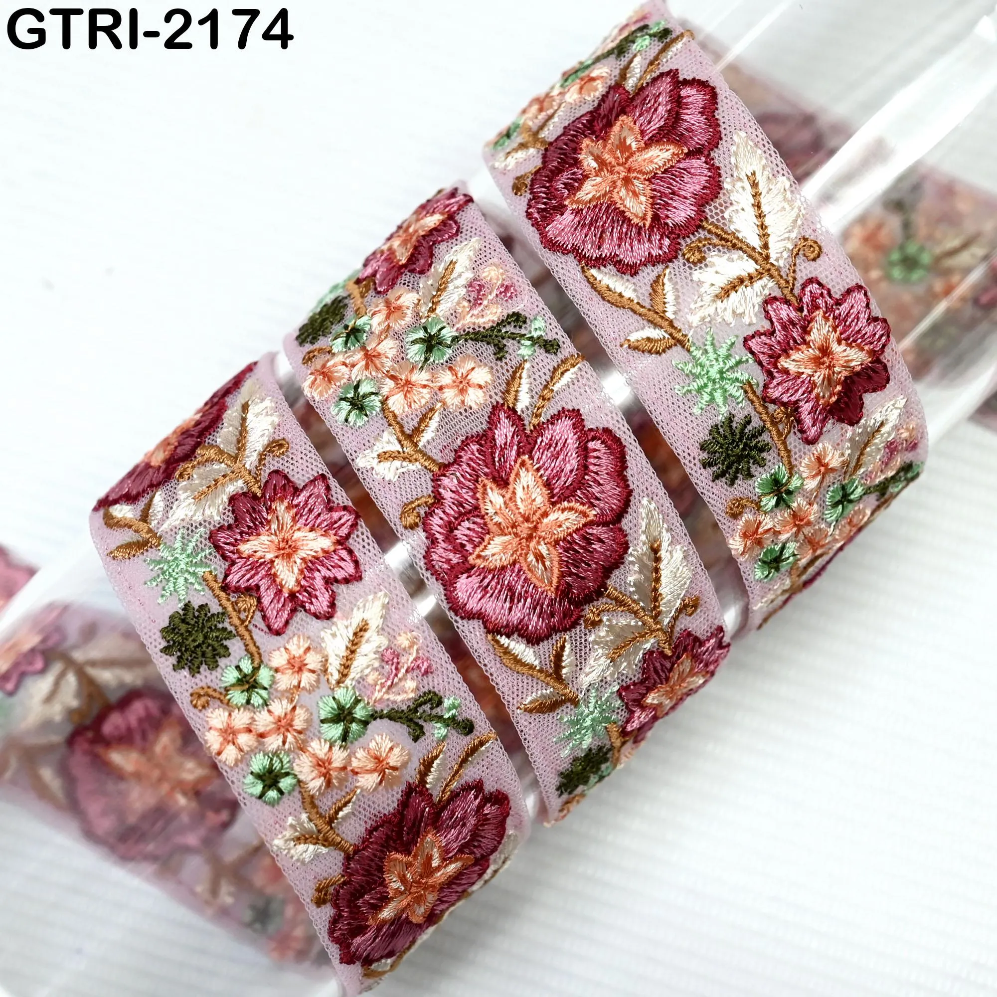 9 Yard 35mm Embroidery Trim Ribbon Tapes | Embroidered Fabric Sari Border | Gift Wrapping Lace Embellishment DIY Sewing Crafting Dog Collars
