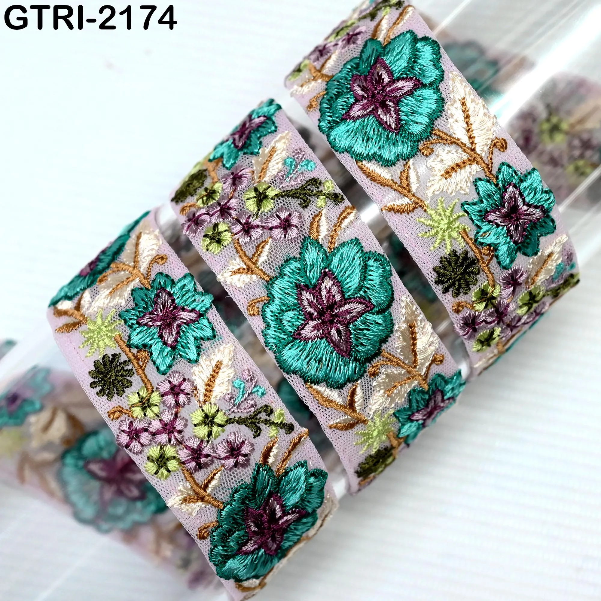 9 Yard 35mm Embroidery Trim Ribbon Tapes | Embroidered Fabric Sari Border | Gift Wrapping Lace Embellishment DIY Sewing Crafting Dog Collars
