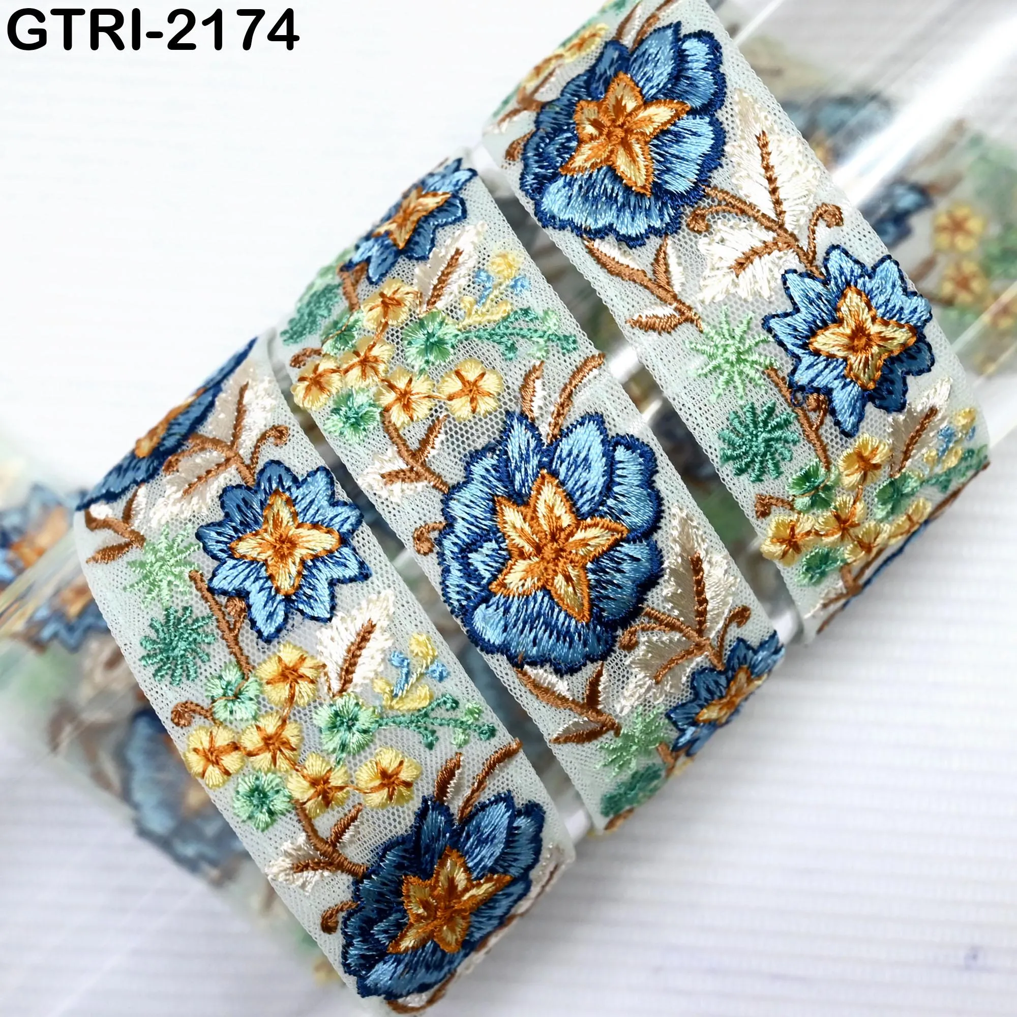 9 Yard 35mm Embroidery Trim Ribbon Tapes | Embroidered Fabric Sari Border | Gift Wrapping Lace Embellishment DIY Sewing Crafting Dog Collars