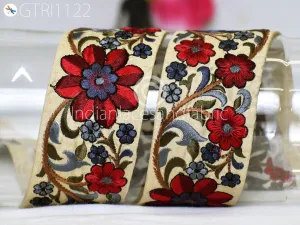 9 Yard Embroidered 5cm Ribbon Fabric Trim Decorative Embroidery Embellishments DIY Crafting Sewing Saree Indian Sari Border Home Decor Tape