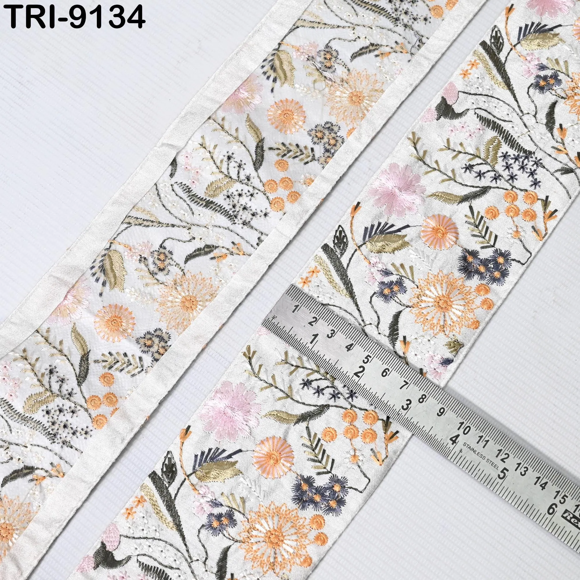 9 Yard Embroidered 8cm Trim Dress Indian Lehenga Sari Border DIY Crafting Saree Sewing Decorative Beach Bags Trimmings Ribbons Home Decor