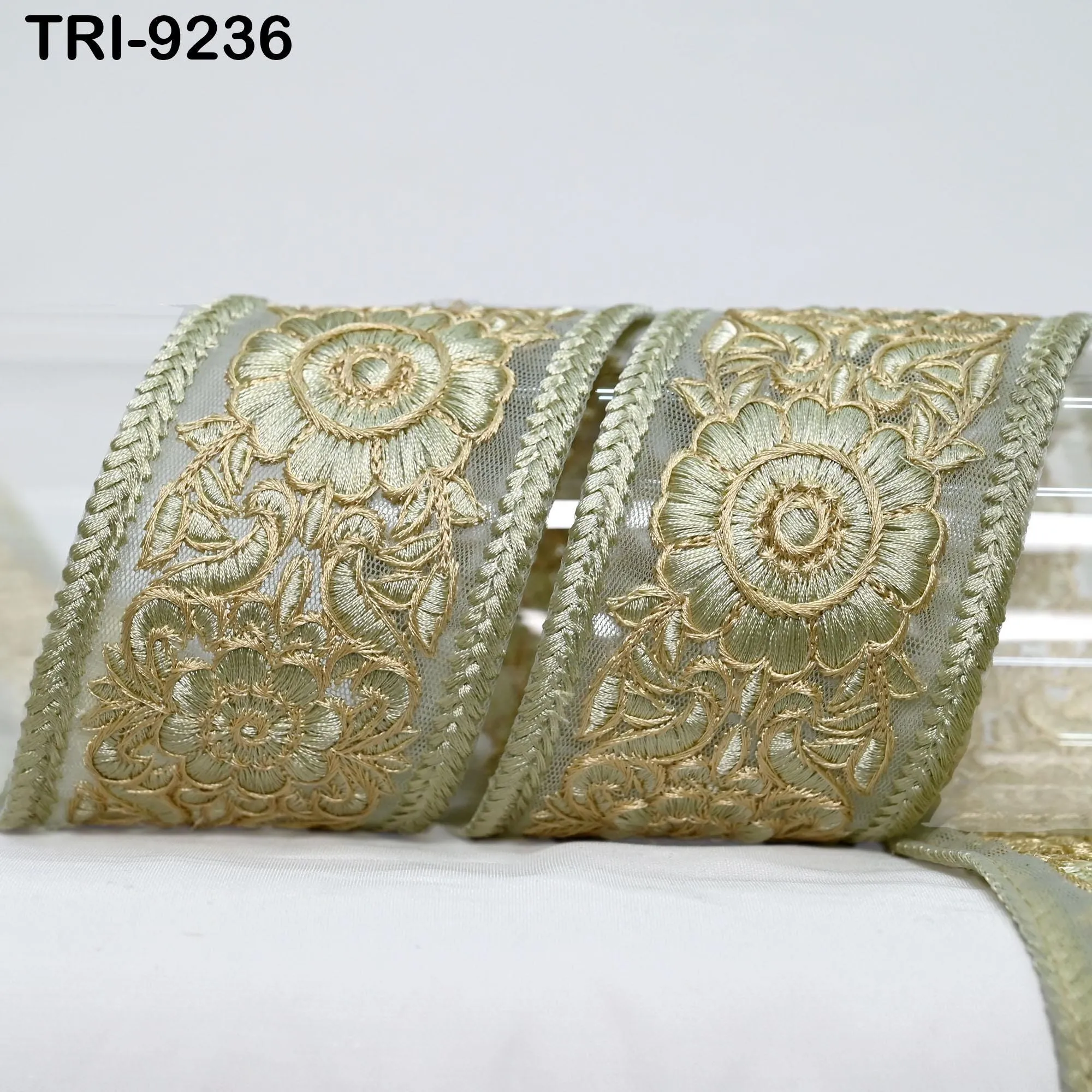 9 Yard Embroidery Ribbon 65mm Fabric Trim Indian Junk Journals Embellishment Crafting Sewing Saree Sari Border Embroidered Dresses Costumes