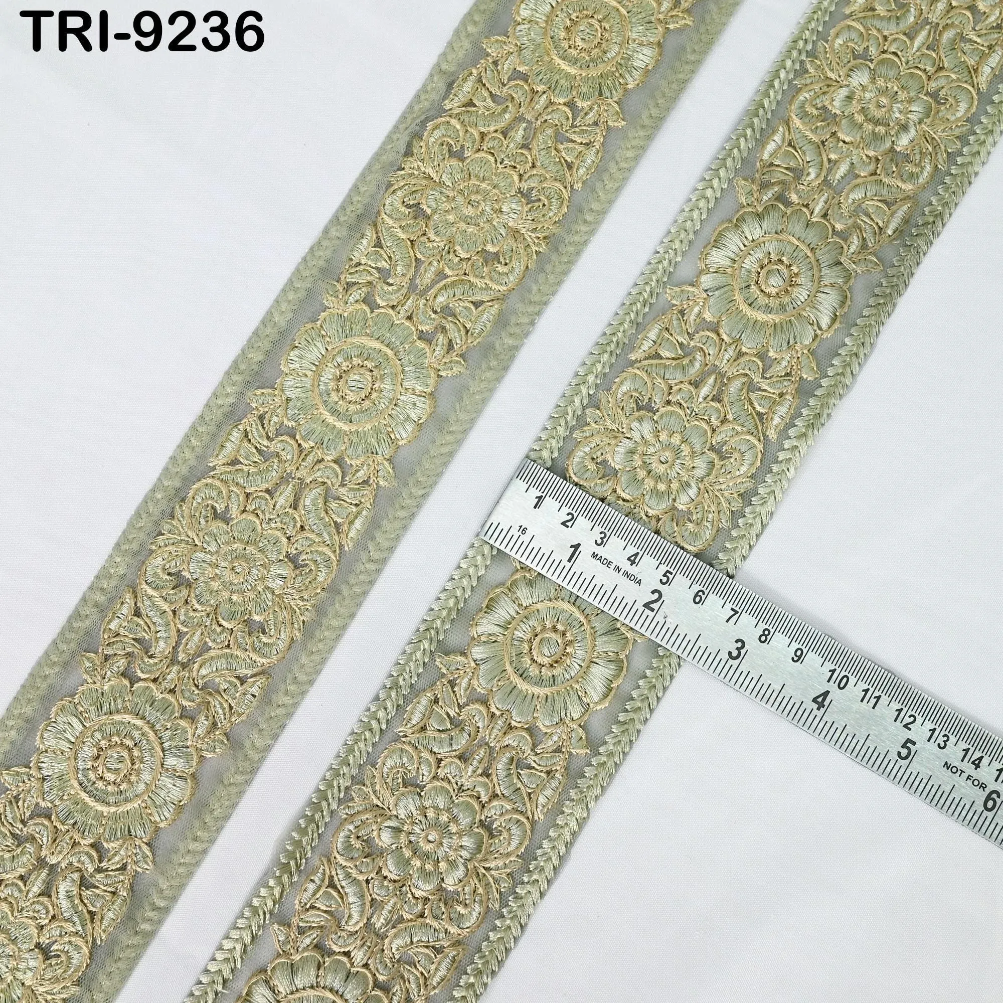 9 Yard Embroidery Ribbon 65mm Fabric Trim Indian Junk Journals Embellishment Crafting Sewing Saree Sari Border Embroidered Dresses Costumes