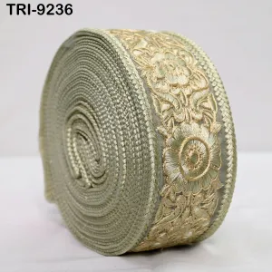 9 Yard Embroidery Ribbon 65mm Fabric Trim Indian Junk Journals Embellishment Crafting Sewing Saree Sari Border Embroidered Dresses Costumes