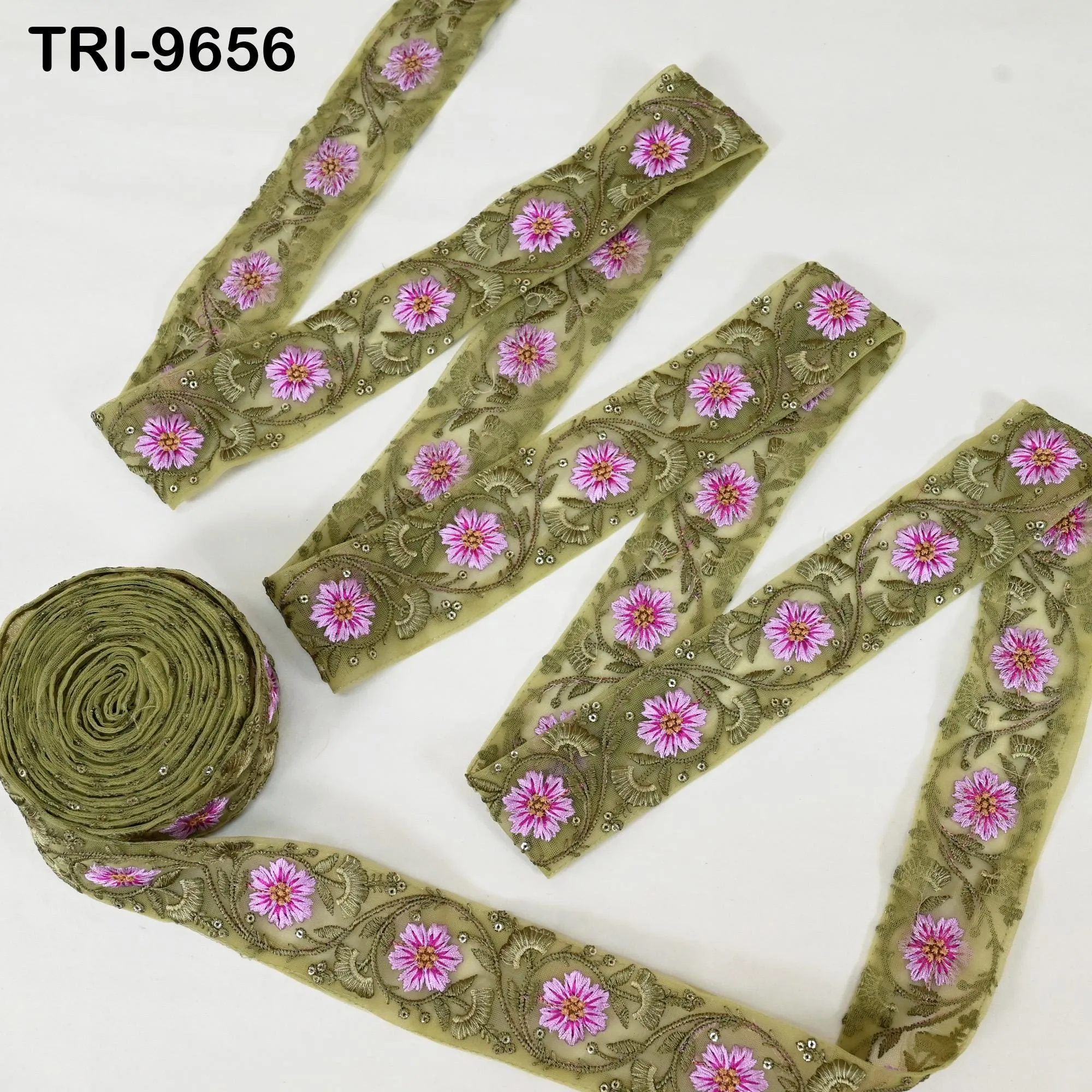 9 Yard Embroidery Ribbons Indian 5cm Trim DIY Crafting Hair Accessories Sari Border Wedding Sewing Dress Embroidered Embellishment Trimmings