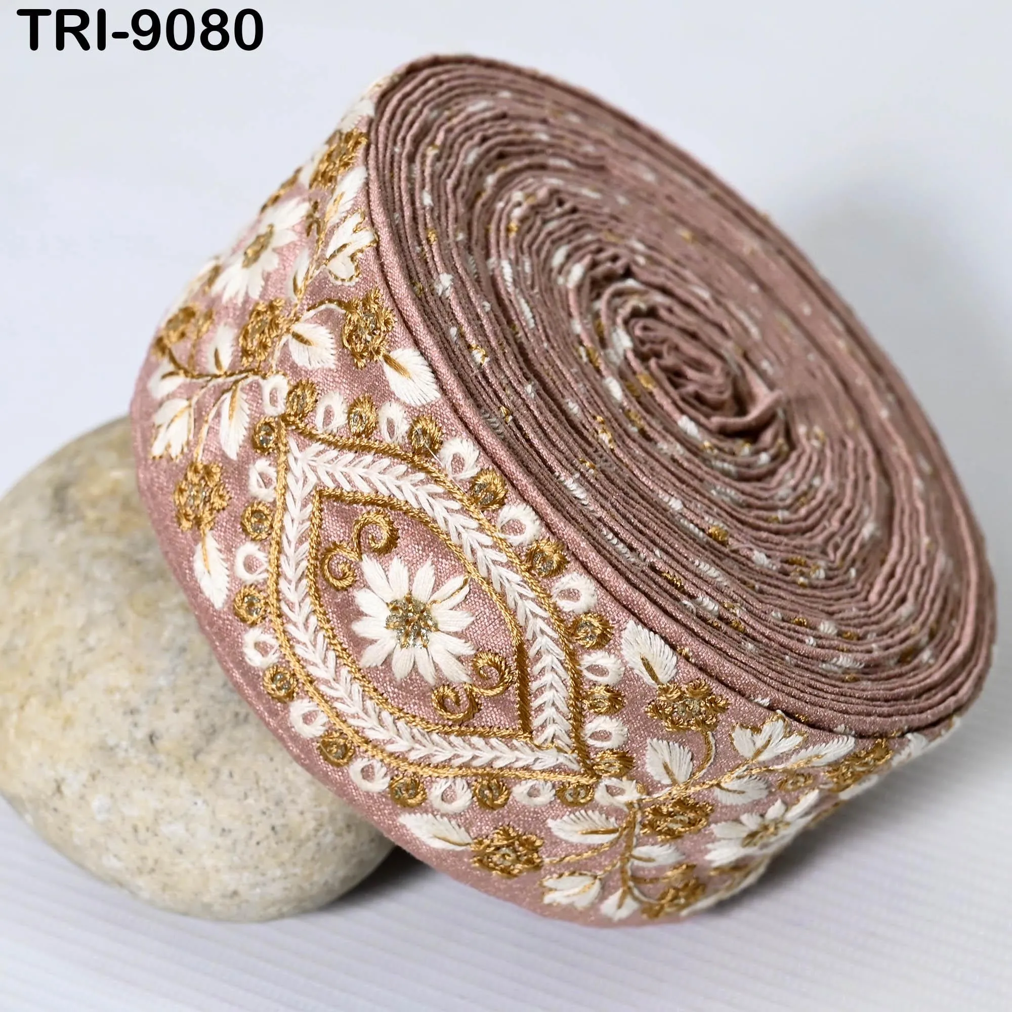 9 Yard Indian Embellishment Embroidered 5 CM Fabric Trim Saree Ribbon Crafting Sewing Embroidery Border Dress Trimmings Cushion Covers