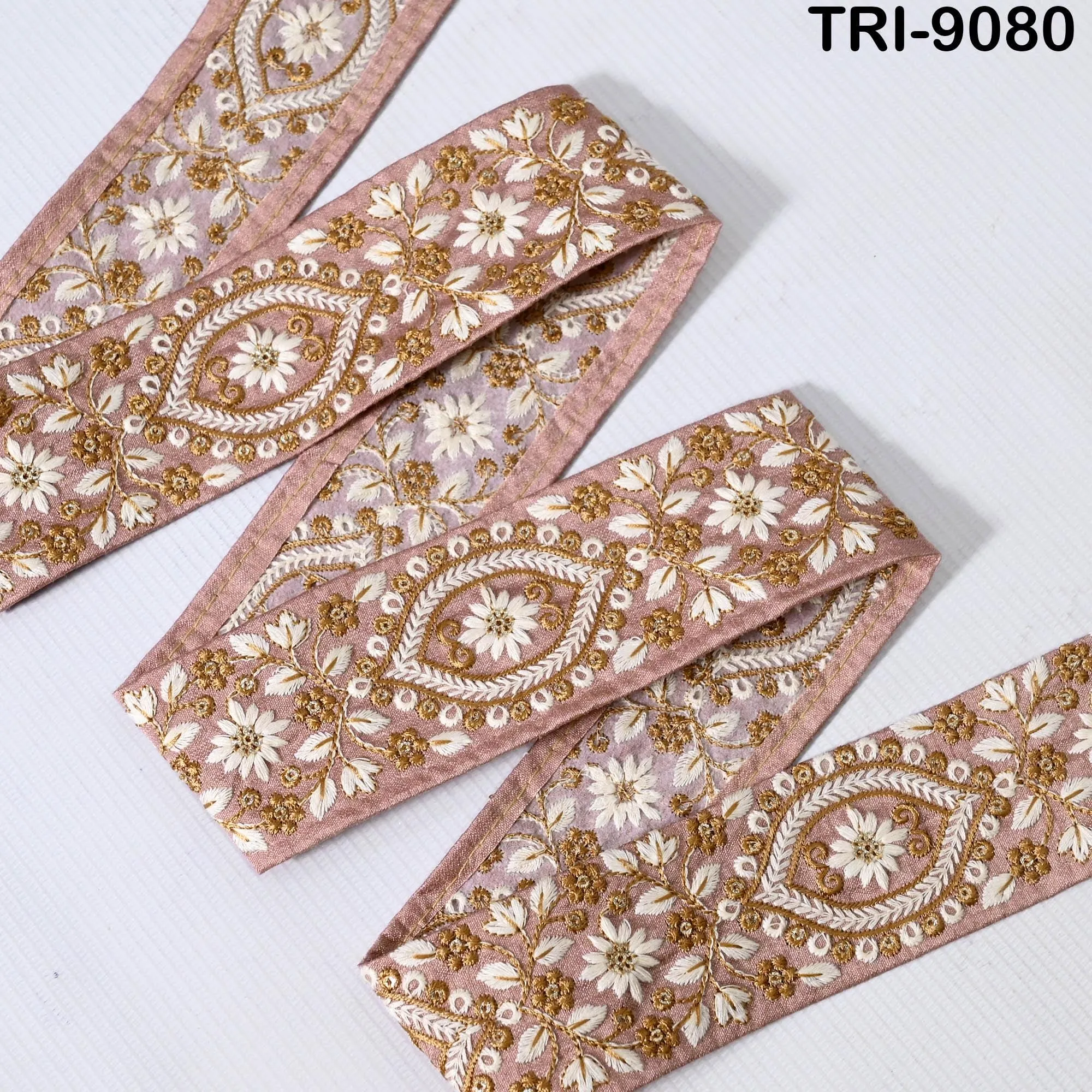 9 Yard Indian Embellishment Embroidered 5 CM Fabric Trim Saree Ribbon Crafting Sewing Embroidery Border Dress Trimmings Cushion Covers