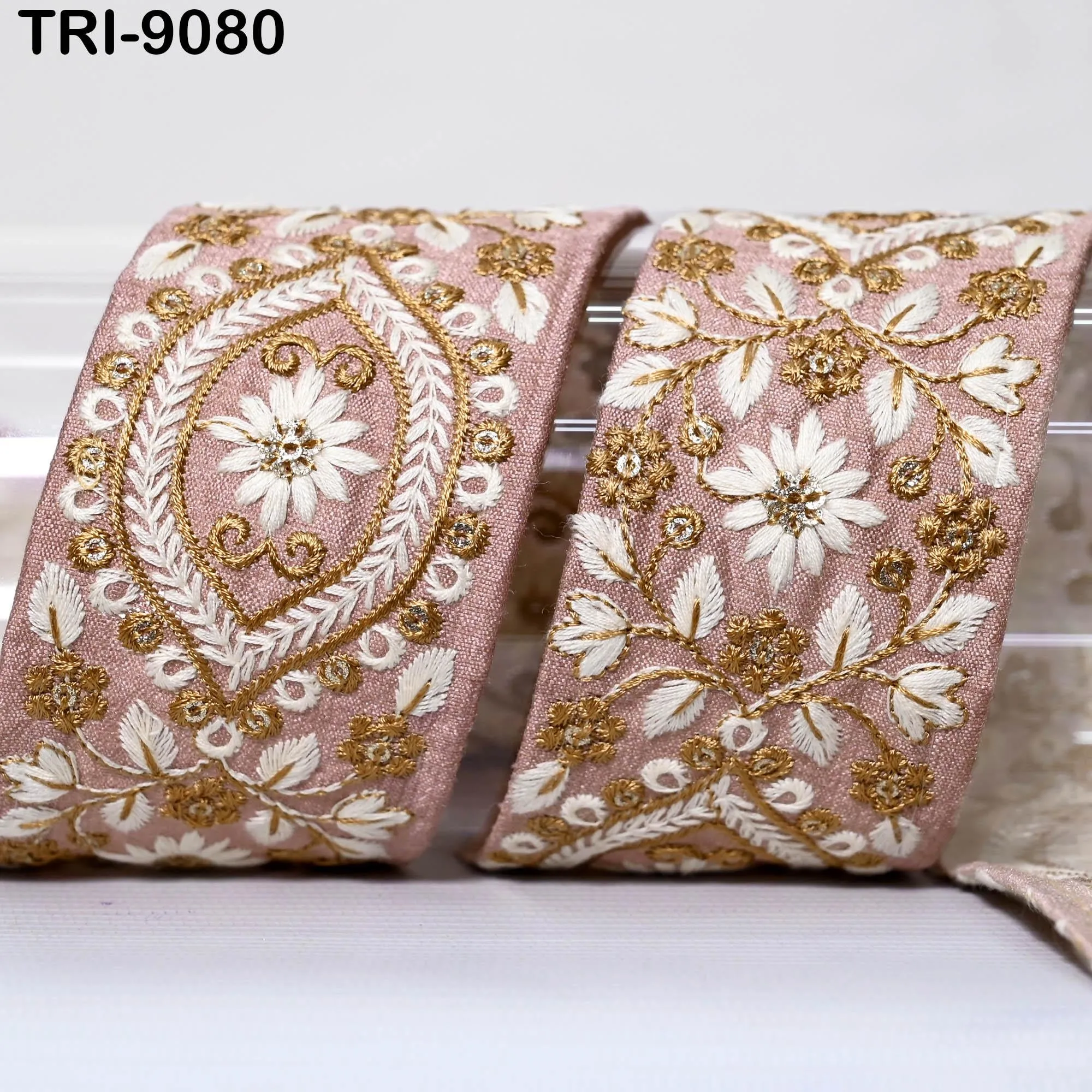 9 Yard Indian Embellishment Embroidered 5 CM Fabric Trim Saree Ribbon Crafting Sewing Embroidery Border Dress Trimmings Cushion Covers