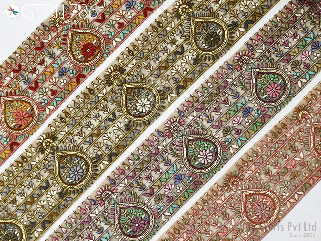 9 Yard Indian Embroidered 10cm Trim Embroidery Saree Ribbon Sewing Embellishment Costumes Accessories DIY Crafting Border Wedding Trimmings