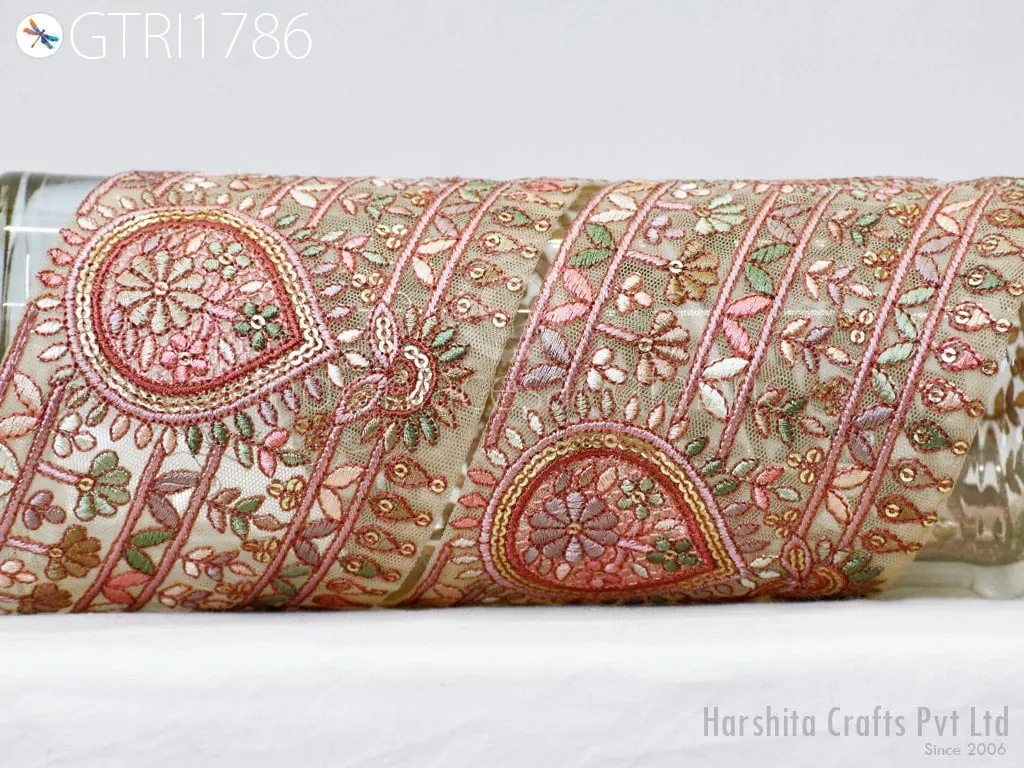 9 Yard Indian Embroidered 10cm Trim Embroidery Saree Ribbon Sewing Embellishment Costumes Accessories DIY Crafting Border Wedding Trimmings