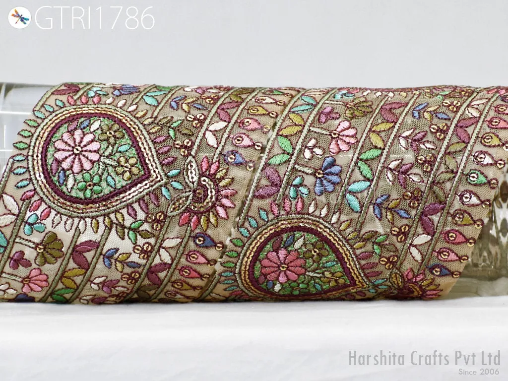 9 Yard Indian Embroidered 10cm Trim Embroidery Saree Ribbon Sewing Embellishment Costumes Accessories DIY Crafting Border Wedding Trimmings