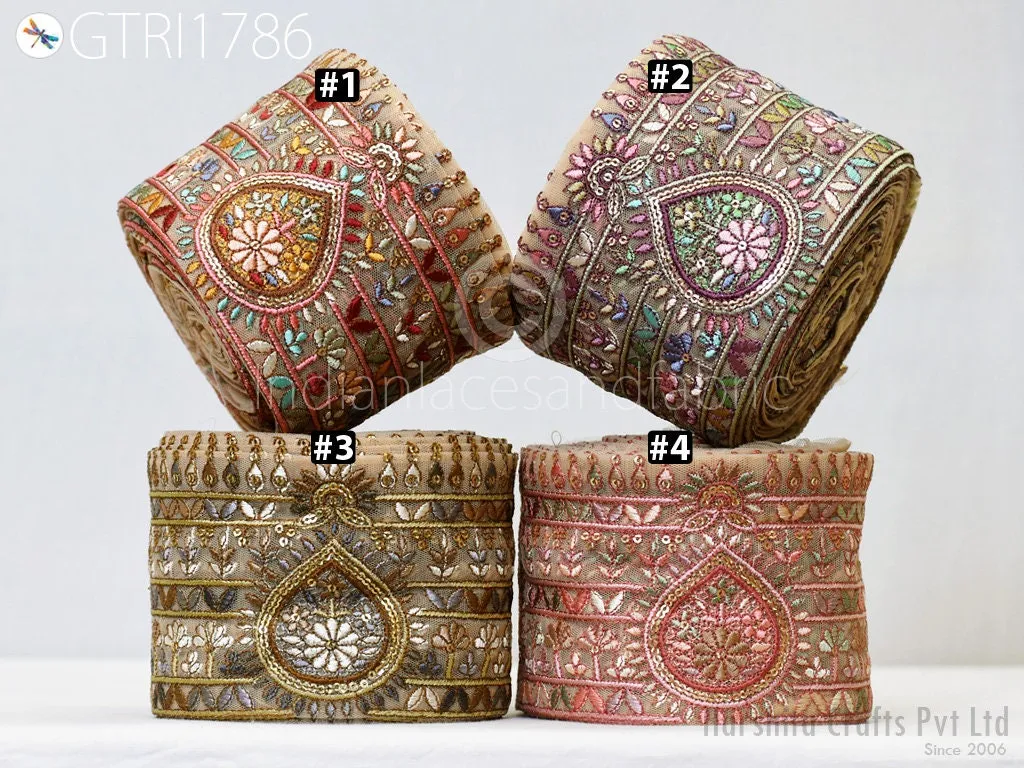 9 Yard Indian Embroidered 10cm Trim Embroidery Saree Ribbon Sewing Embellishment Costumes Accessories DIY Crafting Border Wedding Trimmings