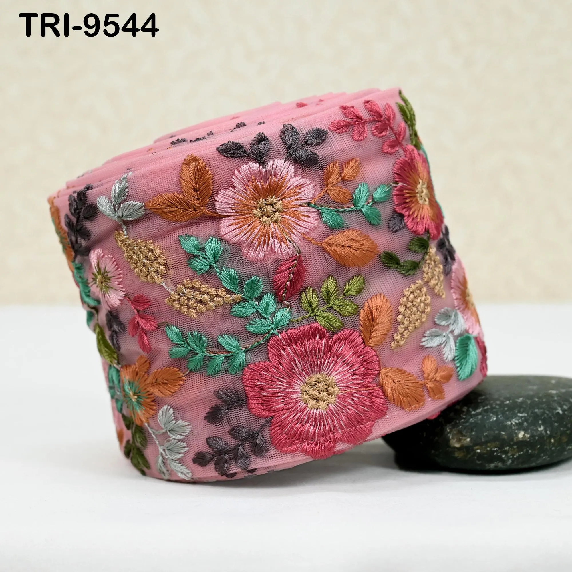 9 Yard Indian Pink Embroidery Ribbon Embroidered Trims Saree Sewing Embellishment Costumes Accessories Crafting Borders Trimmings 10cm
