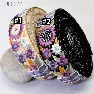9 Yard Mauve 4cm Embroidery Ribbons Trims Embroidered Fabric Border Tutu Theatrical Costumes Crafting Christmas Wreaths Embellishment Trim