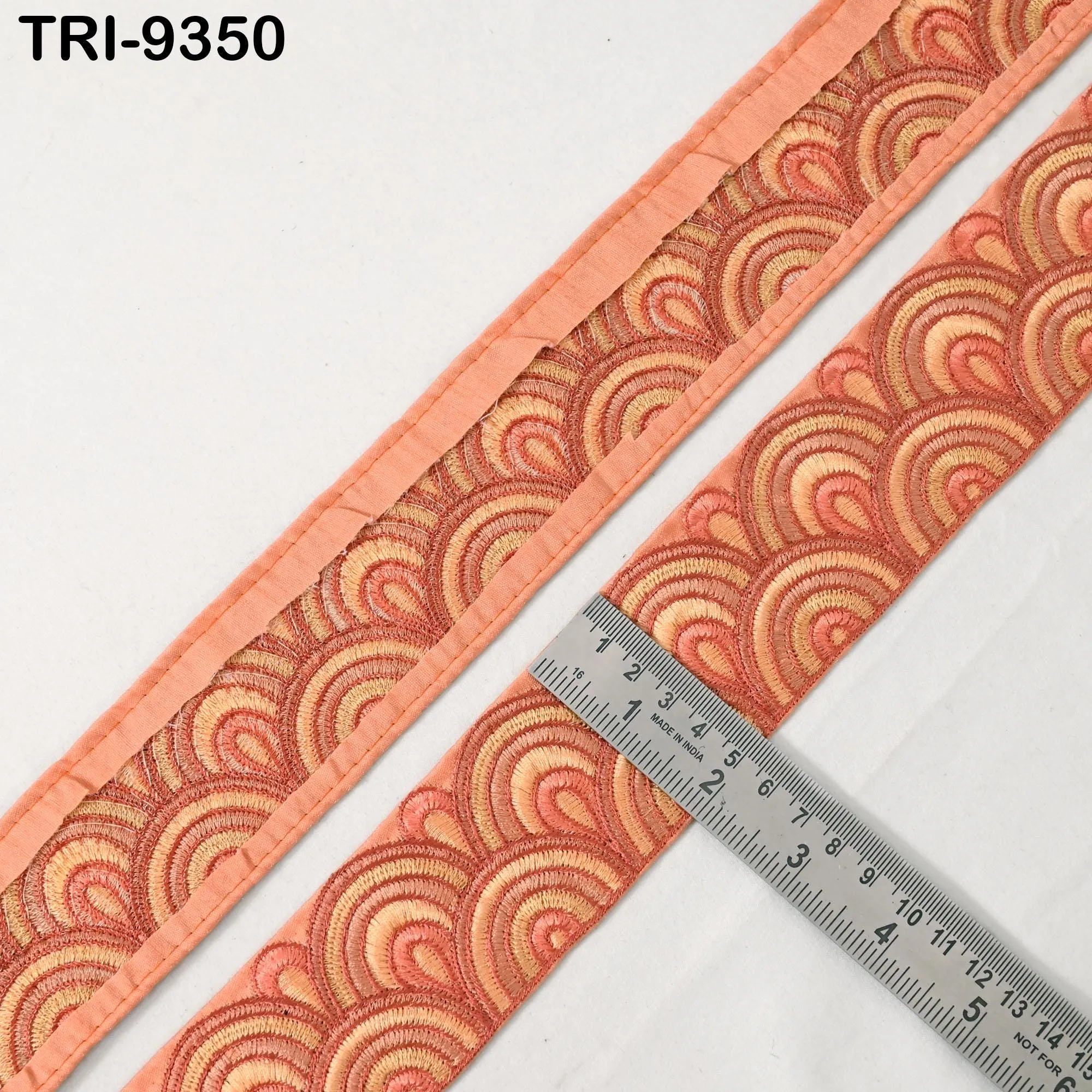 9 Yard Orange 5cm Embroidery Trim Ribbon Border Embroidered Fabric Gift Wrapping Saree Crafting Shoe making Lampshades Belts Embellishment