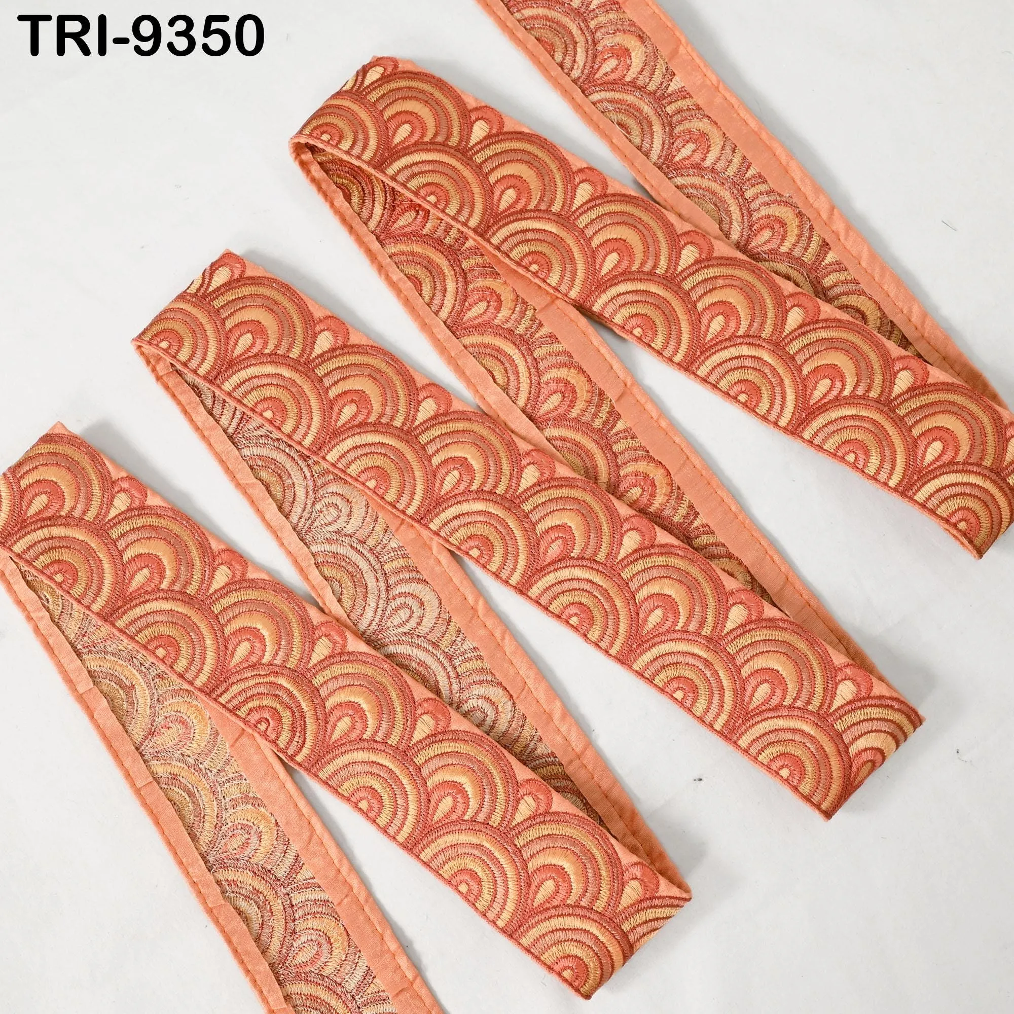 9 Yard Orange 5cm Embroidery Trim Ribbon Border Embroidered Fabric Gift Wrapping Saree Crafting Shoe making Lampshades Belts Embellishment
