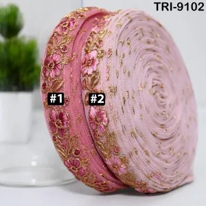 9 Yard Pink Embroidery Ribbon for Kids 3cm Crafting Sewing Costumes Dog Collar Tote Bags Lampshades Holidays Decor Embroidered Embellishment