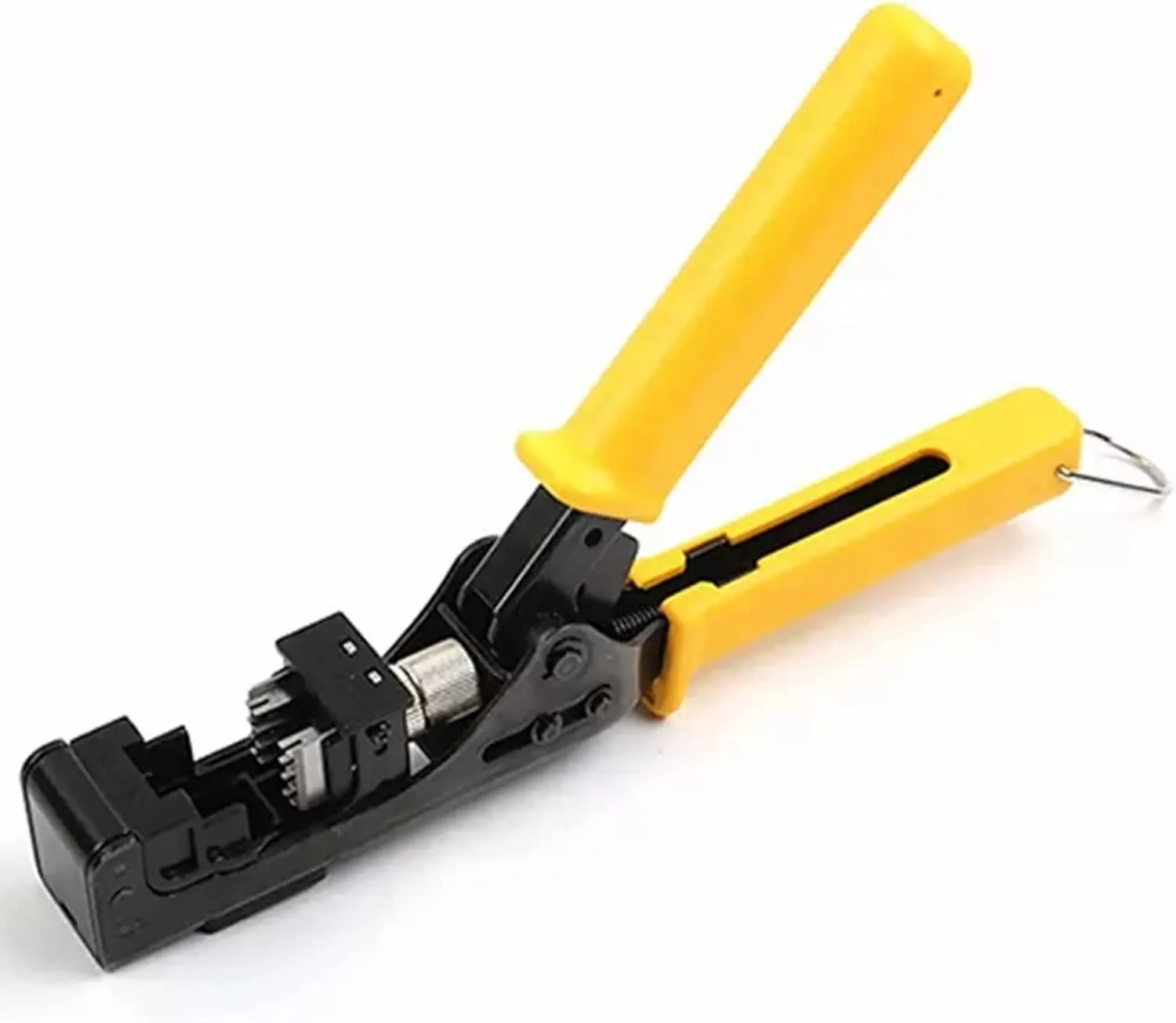 [90 Degree Keystone Jack Punch Down Tool] 5098Y SPECIFIC MODULAR FIT CAT5/5e and CAT6/6A Adapter Fast Termination Crimper, One Hand Operation with Quick Lock Yellow