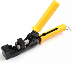 [90 Degree Keystone Jack Punch Down Tool] 5098Y SPECIFIC MODULAR FIT CAT5/5e and CAT6/6A Adapter Fast Termination Crimper, One Hand Operation with Quick Lock Yellow