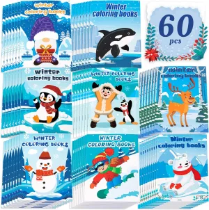90shine 60PCS Winter Coloring Books for Kids, Christmas Party Favors in Bulk Goodie Bag Stocking Stuffers Gifts Ages 2-4 3-5 4-8