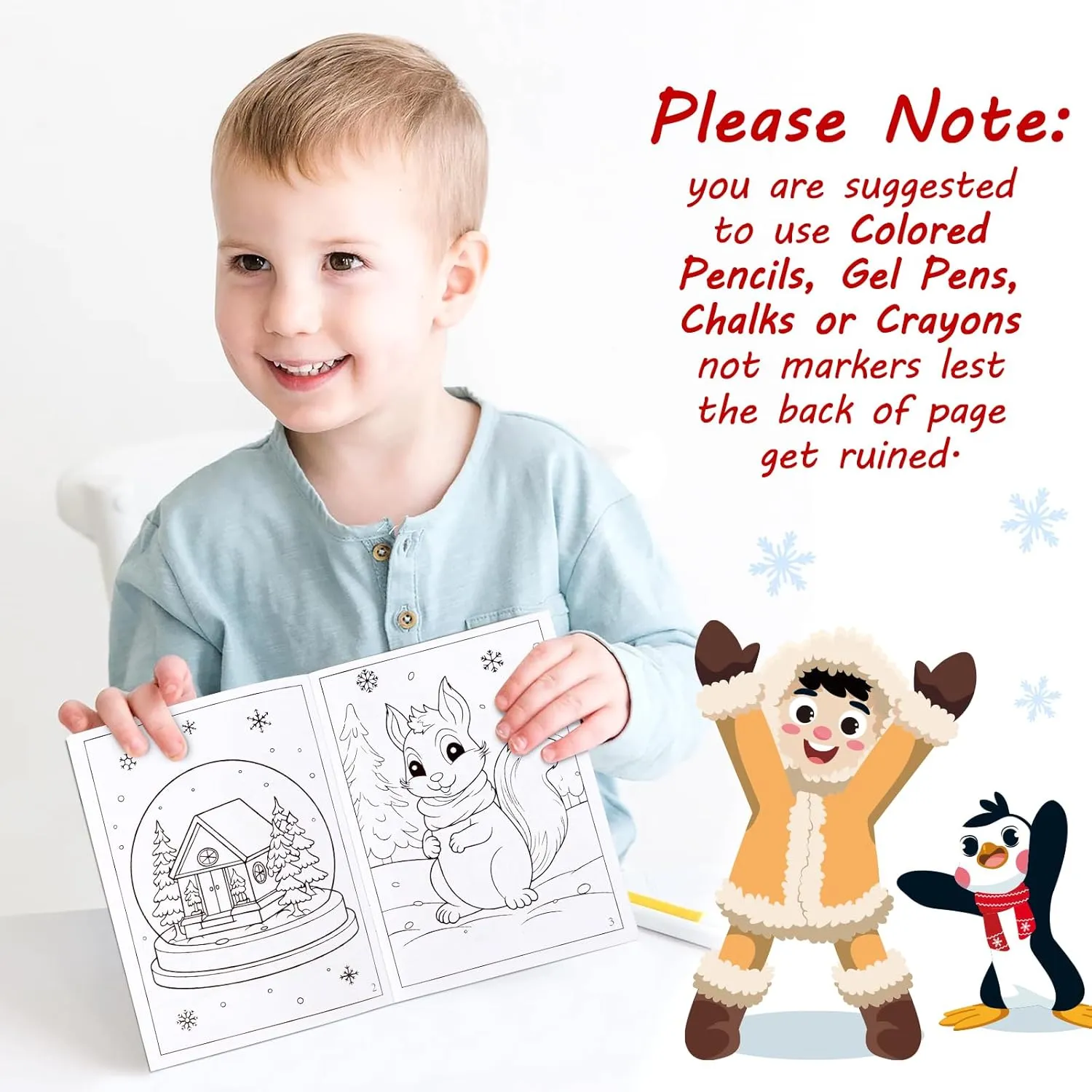 90shine 60PCS Winter Coloring Books for Kids, Christmas Party Favors in Bulk Goodie Bag Stocking Stuffers Gifts Ages 2-4 3-5 4-8