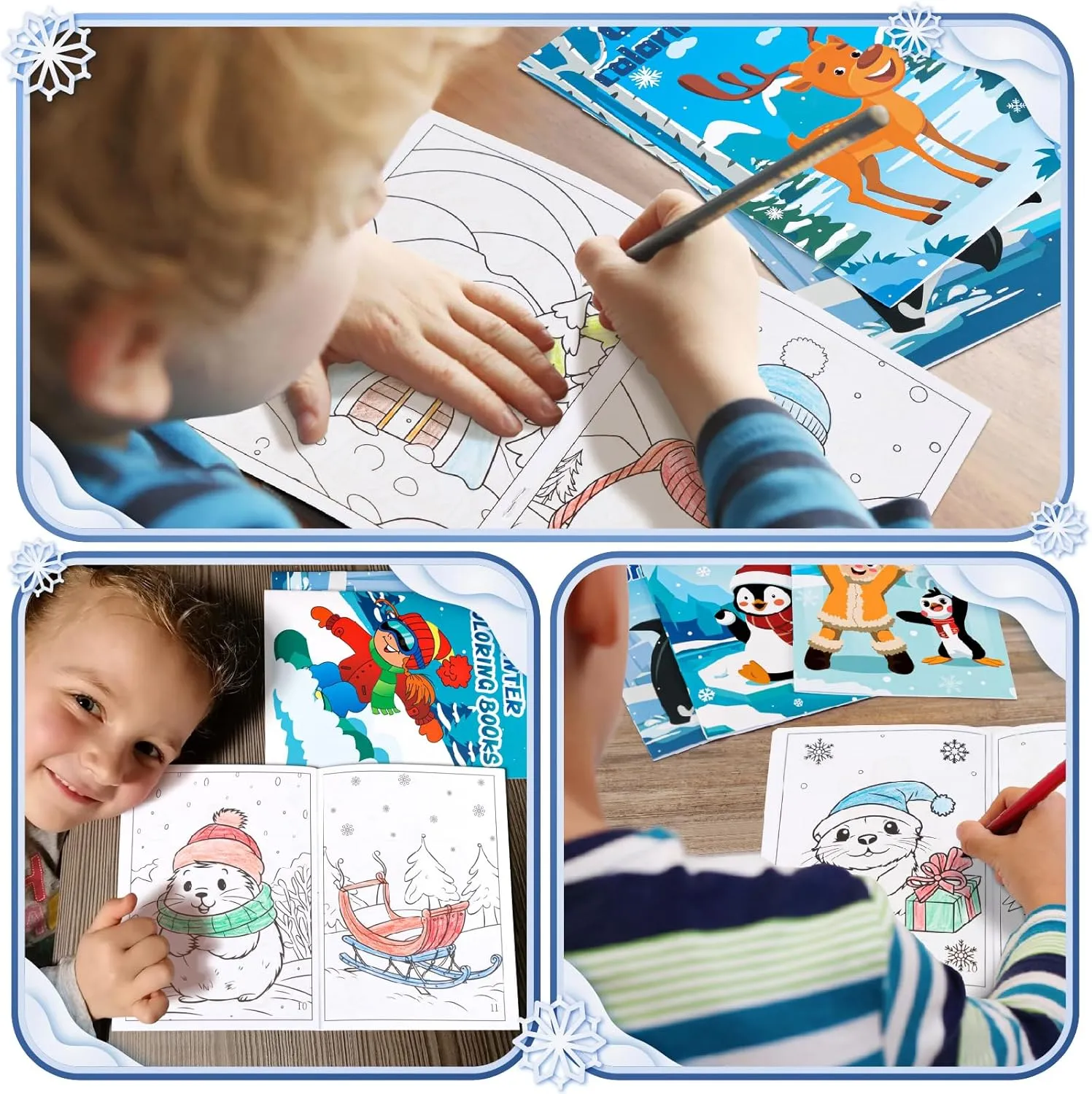 90shine 60PCS Winter Coloring Books for Kids, Christmas Party Favors in Bulk Goodie Bag Stocking Stuffers Gifts Ages 2-4 3-5 4-8