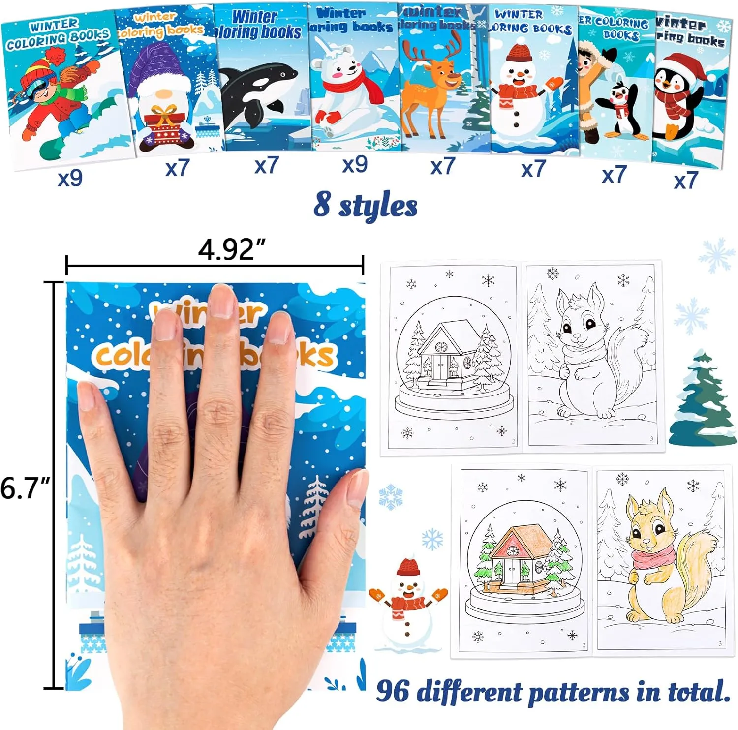 90shine 60PCS Winter Coloring Books for Kids, Christmas Party Favors in Bulk Goodie Bag Stocking Stuffers Gifts Ages 2-4 3-5 4-8