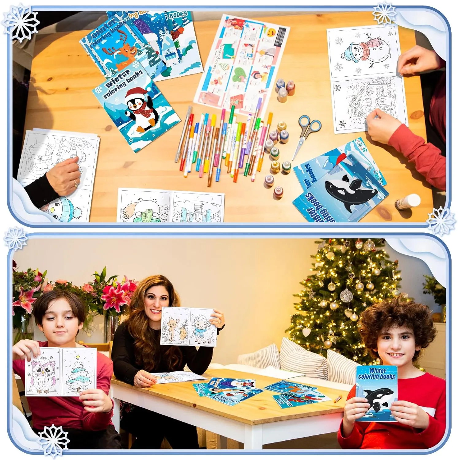 90shine 60PCS Winter Coloring Books for Kids, Christmas Party Favors in Bulk Goodie Bag Stocking Stuffers Gifts Ages 2-4 3-5 4-8