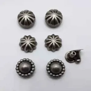 9MM Vintage Pumpkin Studs Antique Silver Rivets for Bags Shoes 30 Pack