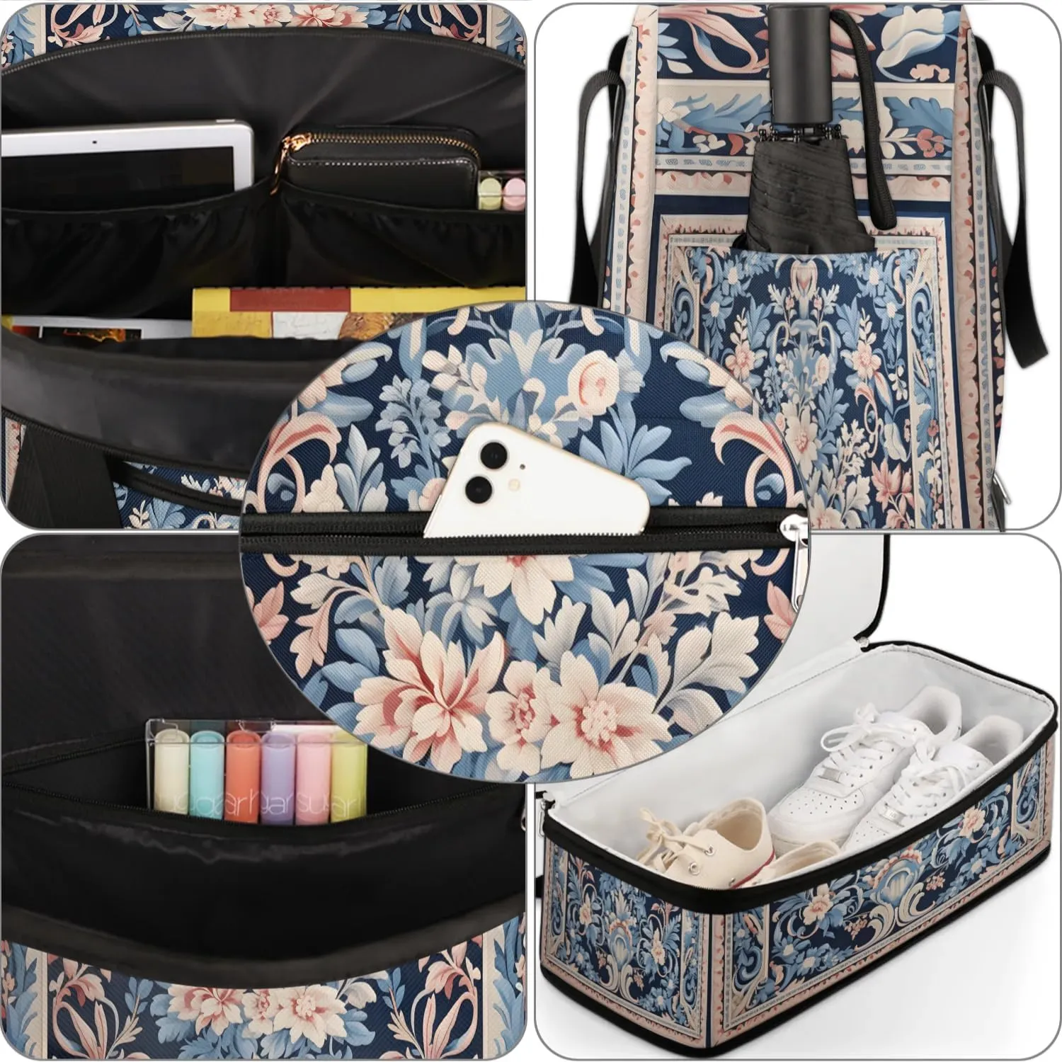 Abstract Boho Retro Print Travel Duffle Bag, Collapsible Travel Bag Sports Gym Bag With Shoes Compartment Weekender Bag Overnight Bag For Women Men