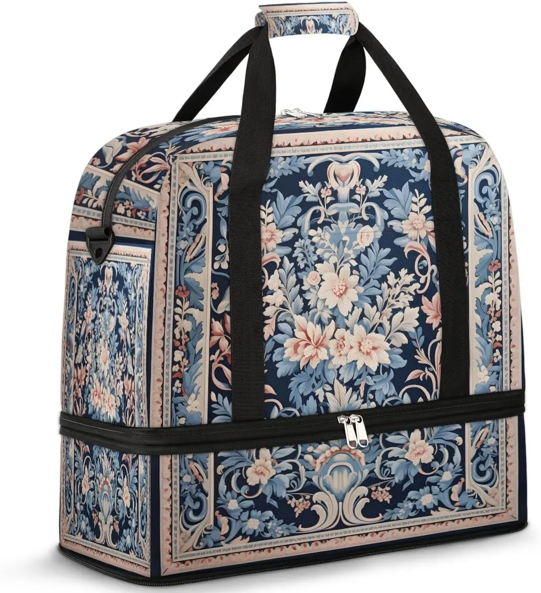 Abstract Boho Retro Print Travel Duffle Bag, Collapsible Travel Bag Sports Gym Bag With Shoes Compartment Weekender Bag Overnight Bag For Women Men