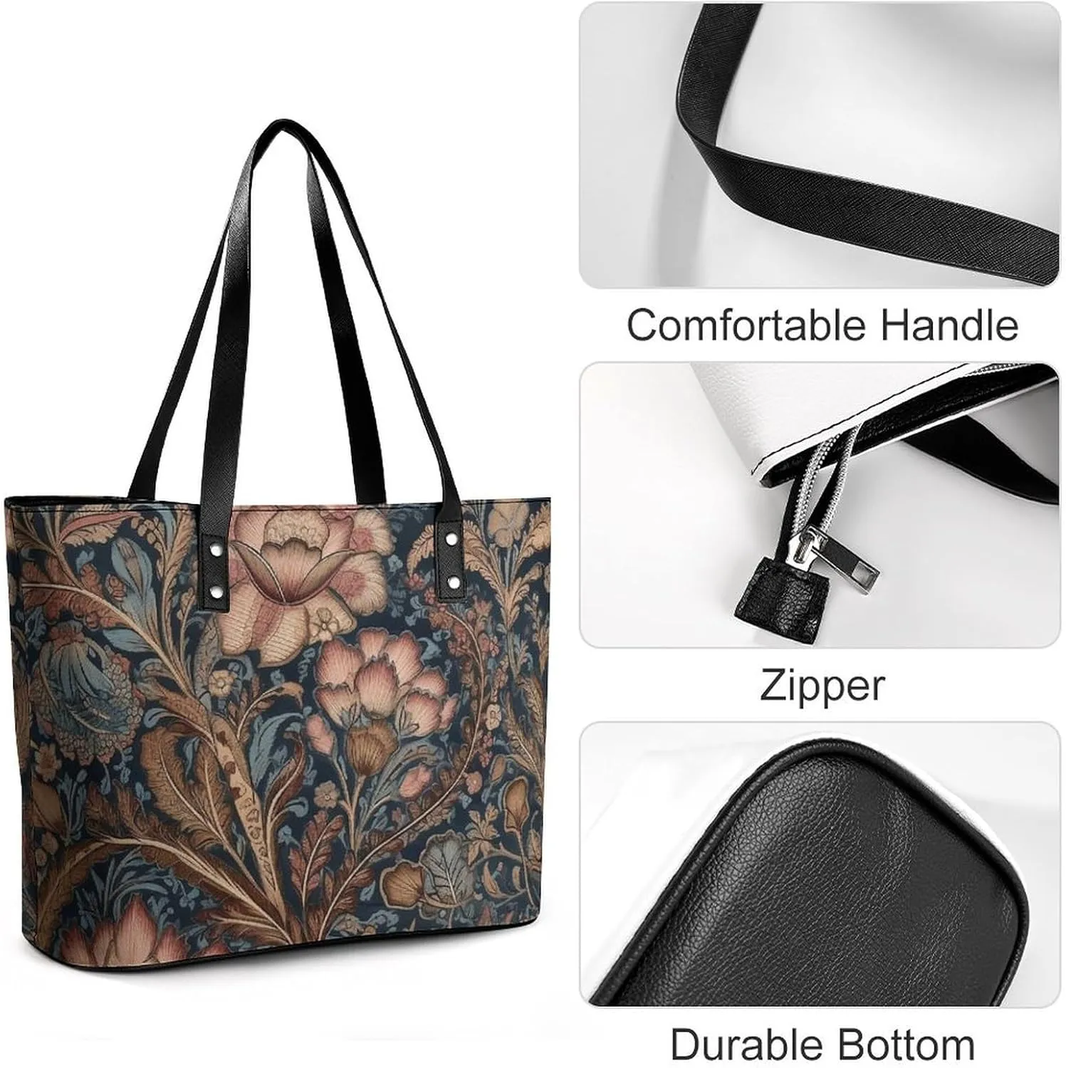 Abstract Floral Pattern Bag Purse Handbag for Women Top Handle Satchel Shoulder with Zipper Tote Bags Large
