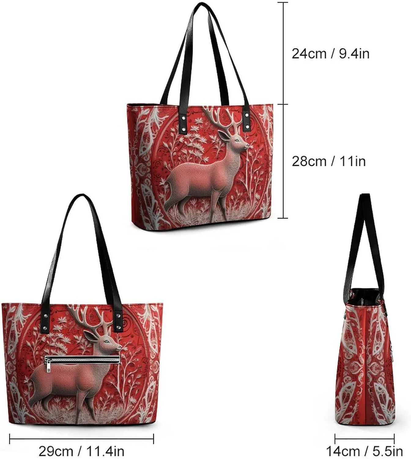 Abstract Floral Pattern Bag Purse Handbag for Women Top Handle Satchel Shoulder with Zipper Tote Bags Large