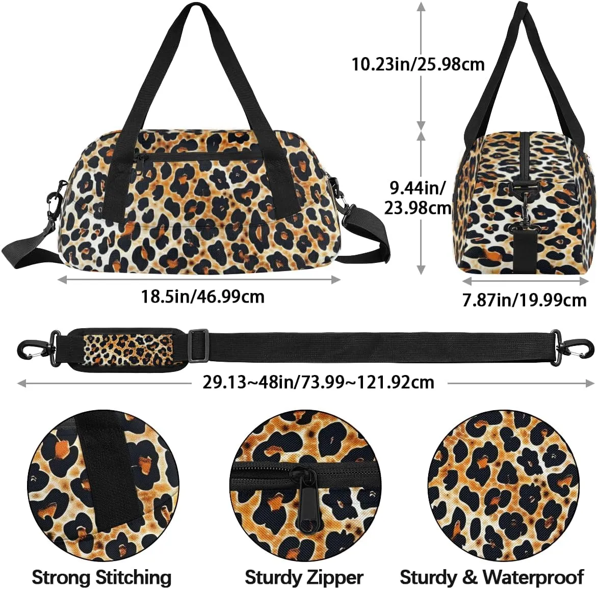 Abstract Leopard Print Kids Duffle Bag Boys Girls Small Sport Dance Gym Bag for Overnight Travel Weekender Carry On