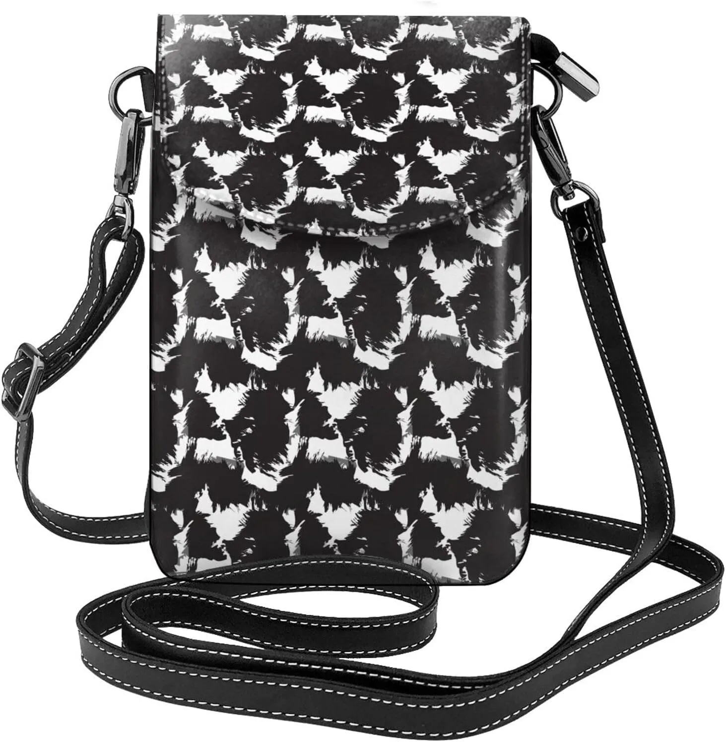 Abstract Strokes Print Small Crossbody Bags for Women Leather Cell Phone Purses Mini Leather Shoulder Handbag Adjustable Strap