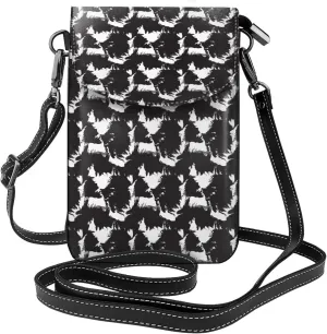 Abstract Strokes Print Small Crossbody Bags for Women Leather Cell Phone Purses Mini Leather Shoulder Handbag Adjustable Strap