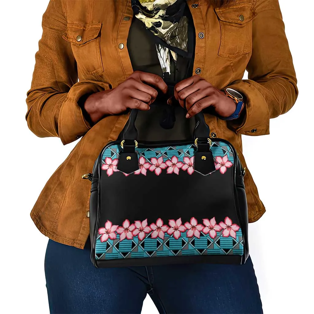African Adenium Multiflorum Flowers Shoulder Handbag with Kente Style LT9