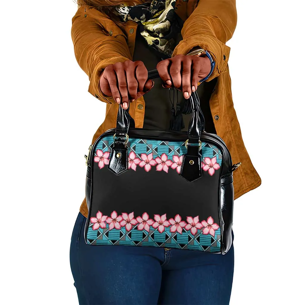 African Adenium Multiflorum Flowers Shoulder Handbag with Kente Style LT9