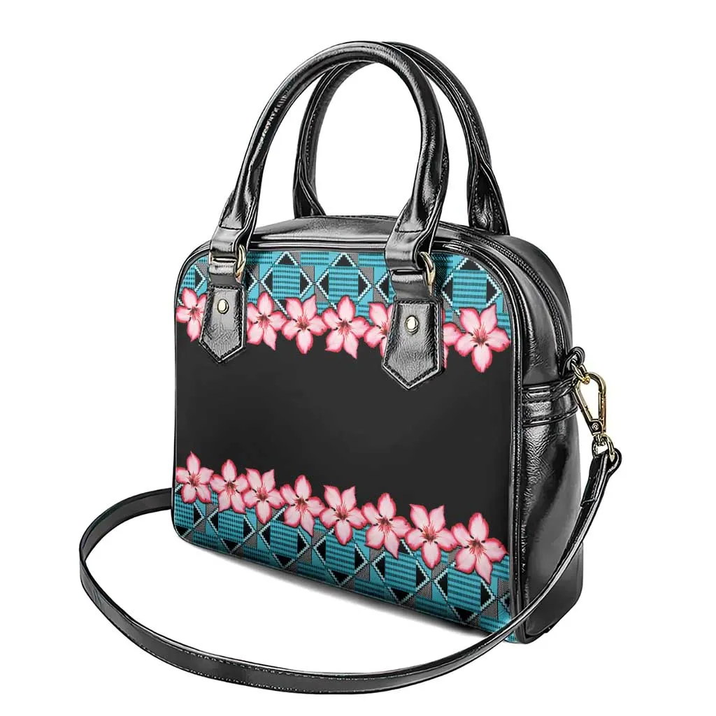 African Adenium Multiflorum Flowers Shoulder Handbag with Kente Style LT9