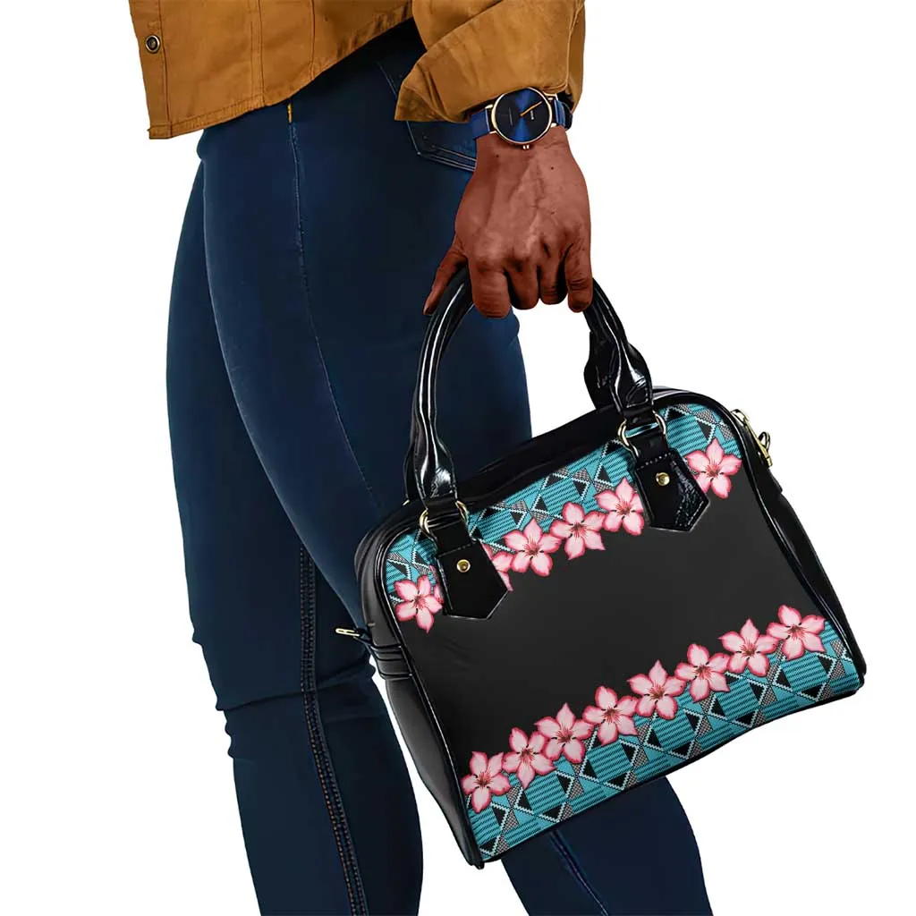 African Adenium Multiflorum Flowers Shoulder Handbag with Kente Style LT9