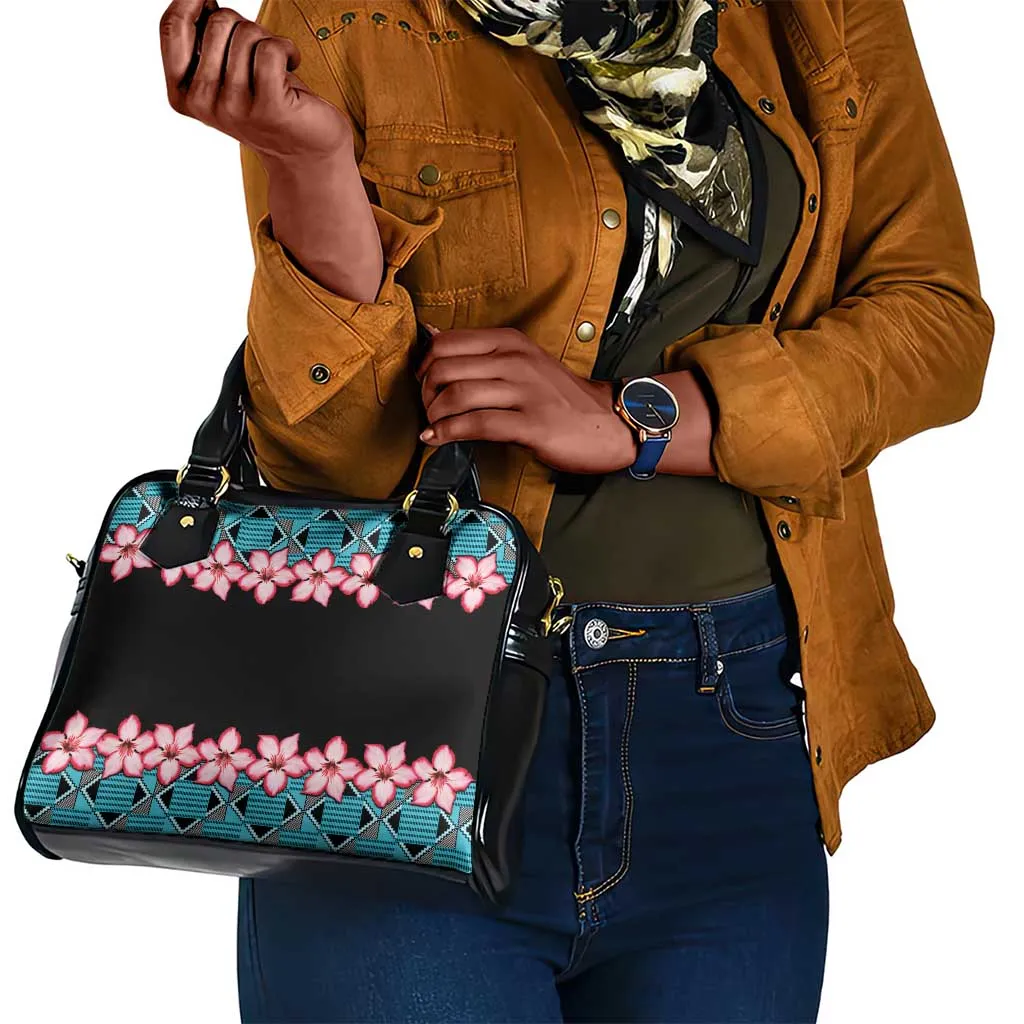 African Adenium Multiflorum Flowers Shoulder Handbag with Kente Style LT9