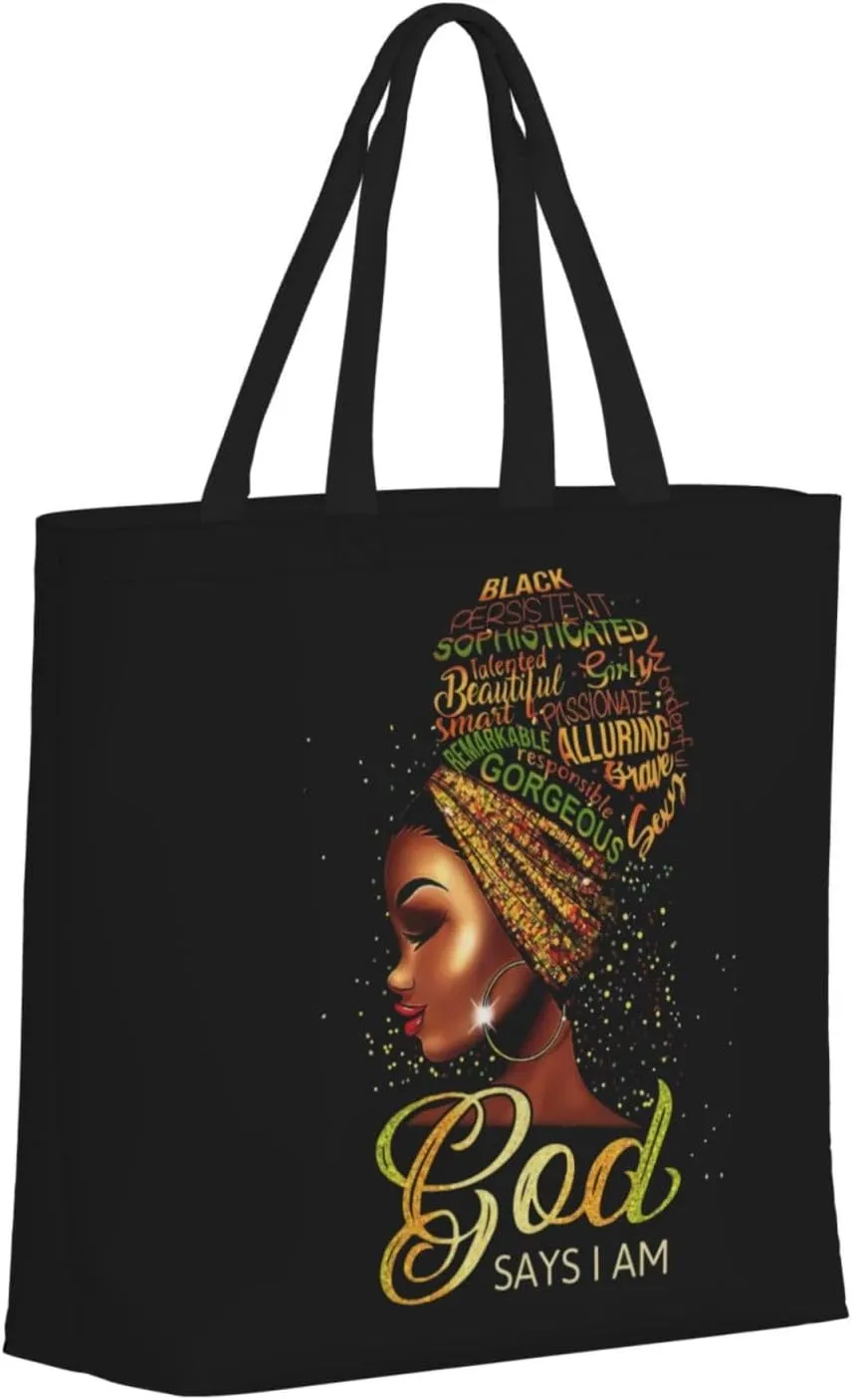African American Tote Bags For Women Black Art Tote Afro Black Girl Magic Handbags For Gym School Travel