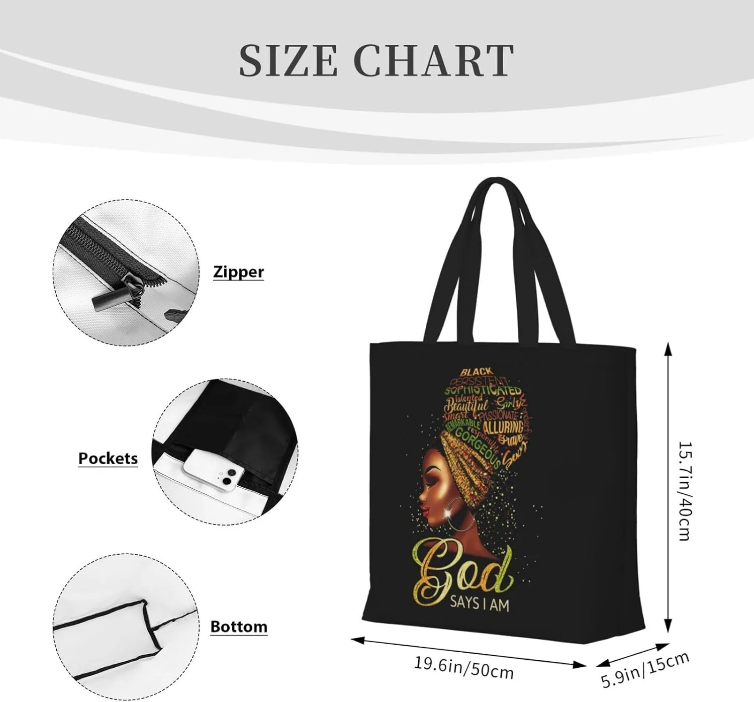 African American Tote Bags For Women Black Art Tote Afro Black Girl Magic Handbags For Gym School Travel