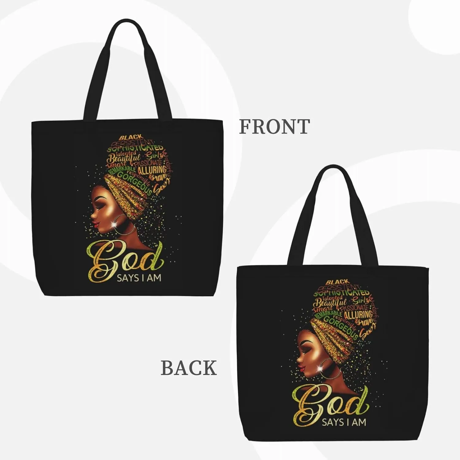 African American Tote Bags For Women Black Art Tote Afro Black Girl Magic Handbags For Gym School Travel